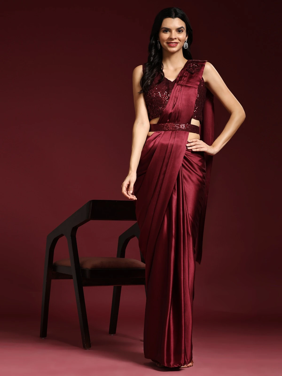 Amoha 101109 Imported Satin Wholesale Readymade Fancy Sarees Catalog — Wholesale Sarees, AMOHA wholesale from Surat — view 4